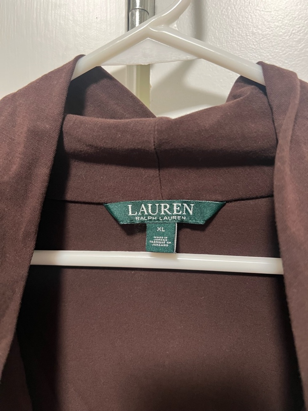Lauren Ralph Lauren Brown Draped Faux Wrap V-Neck Top XL - Picture 2 of 3